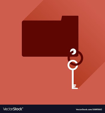 Flat icon with long shadow key folder vector image
