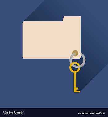 Flat icon with long shadow key folder vector image