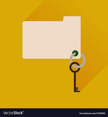 Flat icon with long shadow key folder vector image