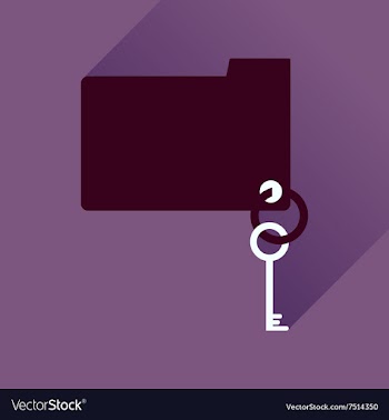 Flat icon with long shadow key folder vector image
