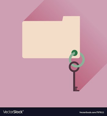 Flat icon with long shadow key folder vector image
