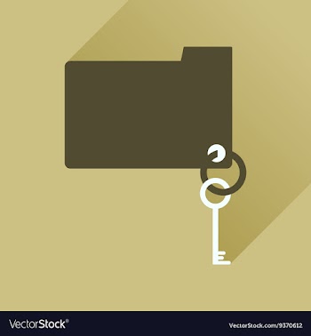 Flat icon with long shadow key folder vector image