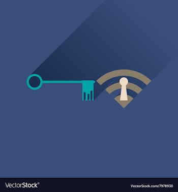 Flat icon with long shadow Key Wi fi vector image
