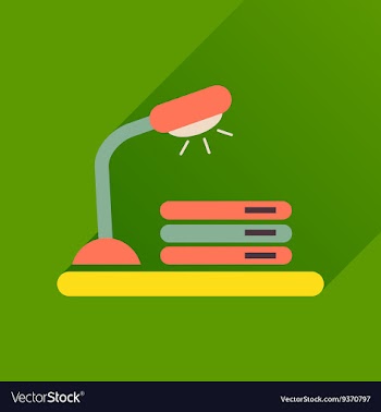 Flat icon with long shadow lamp documents vector image