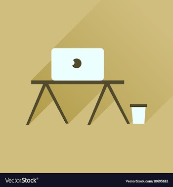 Flat icon with long shadow laptop table vector image