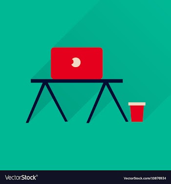 Flat icon with long shadow laptop table vector image