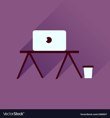 Flat icon with long shadow laptop table vector image