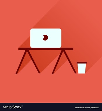 Flat icon with long shadow laptop table vector image