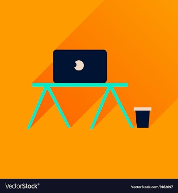 Flat icon with long shadow laptop table vector image
