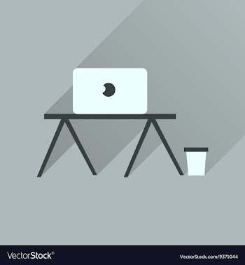 Flat icon with long shadow laptop table vector image