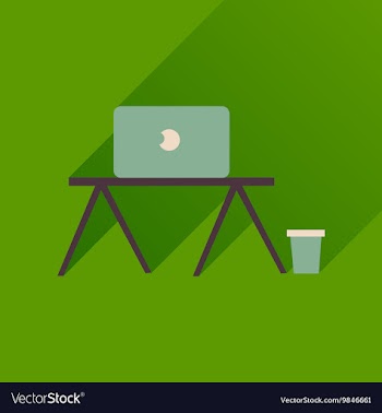 Flat icon with long shadow laptop table vector image