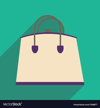 Flat icon with long shadow leather handbag vector image