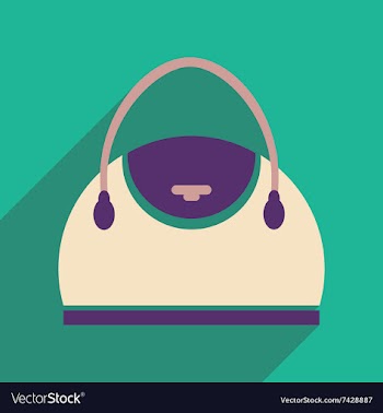 Flat icon with long shadow leather handbag vector image