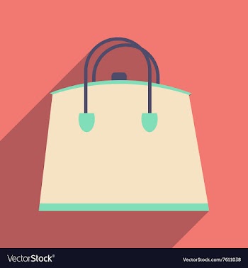 Flat icon with long shadow leather handbag vector image