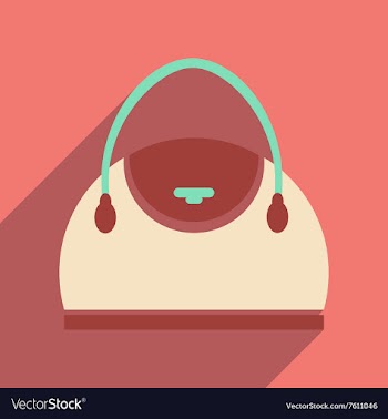 Flat icon with long shadow leather handbag vector image