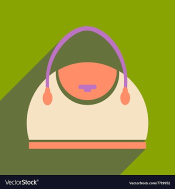 Flat icon with long shadow leather handbag vector image