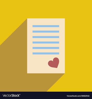 Flat icon with long shadow love letter vector image