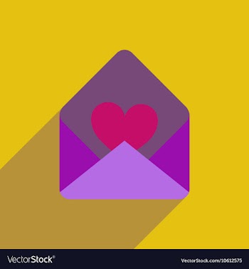 Flat icon with long shadow love letter vector image