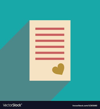 Flat icon with long shadow love letter vector image