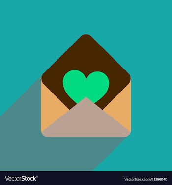 Flat icon with long shadow love letter vector image