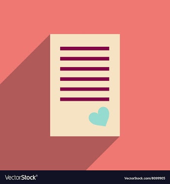 Flat icon with long shadow love letter vector image