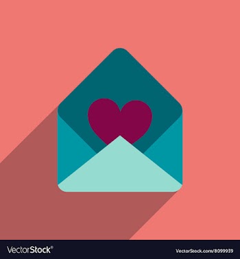 Flat icon with long shadow love letter vector image