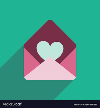 Flat icon with long shadow love letter vector image