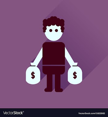 Flat icon with long shadow man bags of money vector image