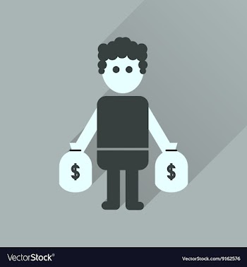 Flat icon with long shadow man bags of money vector image