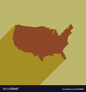 Flat icon with long shadow map of America vector image
