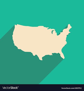 Flat icon with long shadow map of America vector image