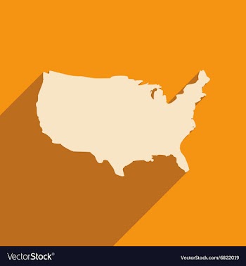 Flat icon with long shadow map of America vector image