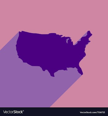 Flat icon with long shadow map of America vector image