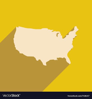 Flat icon with long shadow map of America vector image