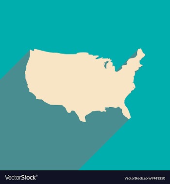Flat icon with long shadow map of America vector image