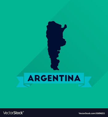 Flat icon with long shadow map of Argentina vector image