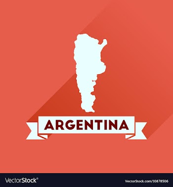 Flat icon with long shadow map of Argentina vector image