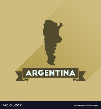 Flat icon with long shadow map of Argentina vector image