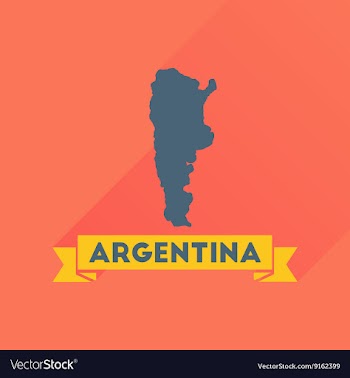 Flat icon with long shadow map of Argentina vector image