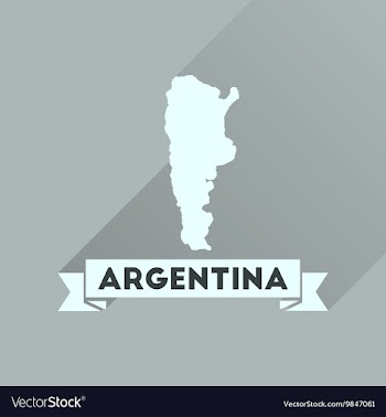 Flat icon with long shadow map of Argentina vector image