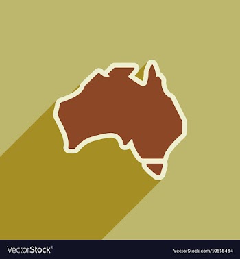 Flat icon with long shadow map of Australia vector image