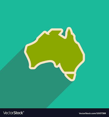 Flat icon with long shadow map of Australia vector image