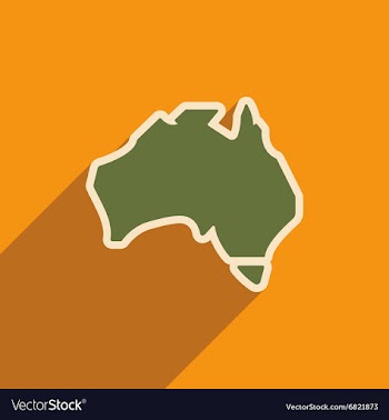 Flat icon with long shadow map of Australia vector image