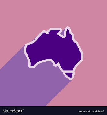 Flat icon with long shadow map of Australia vector image