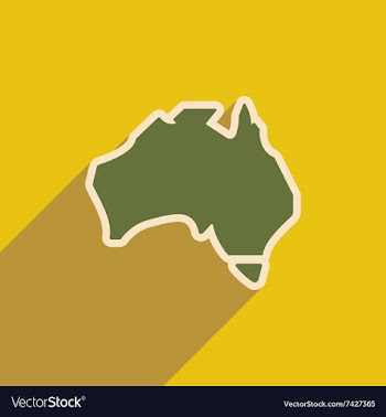Flat icon with long shadow map of Australia vector image