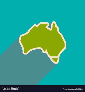 Flat icon with long shadow map of Australia vector image