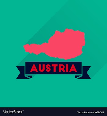 Flat icon with long shadow map of Austria vector image