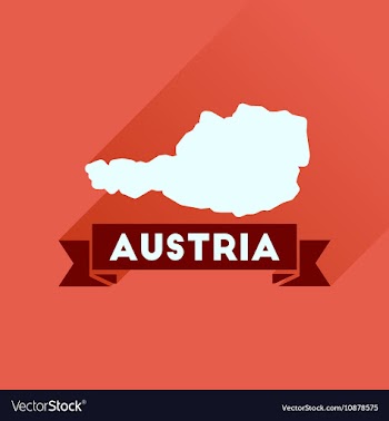 Flat icon with long shadow map of Austria vector image