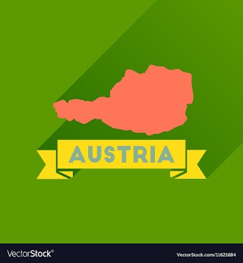 Flat icon with long shadow map of Austria vector image