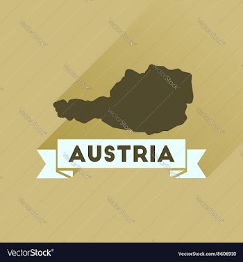 Flat icon with long shadow map of Austria vector image